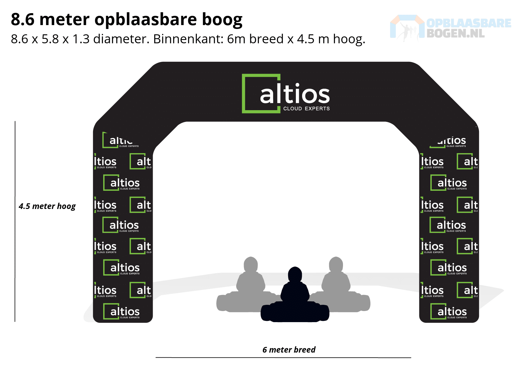 Ontwerp 8.6 meter Opblaasbare boog voor Altios -Opblaasbarebogen.nl-