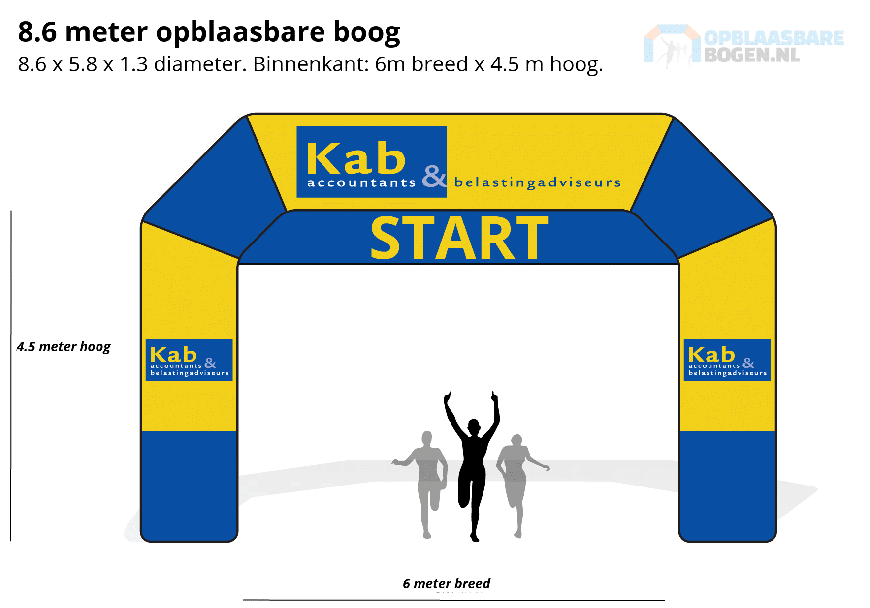 Ontwerp 8.6 meter Opblaasbare boog voor Kab Accountants -Opblaasbarebogen.nl-